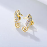 Zircon Seahorse Silver Studs Earrings for Women